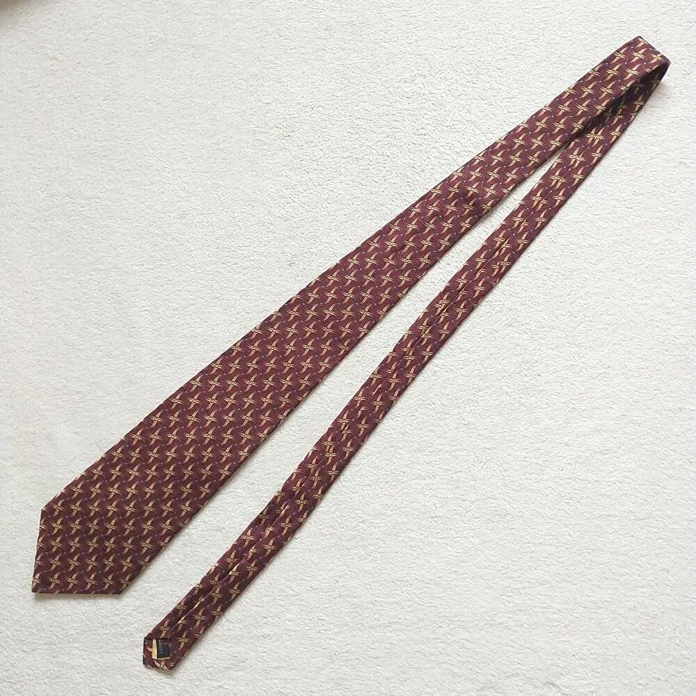 Robert Talbott Best Of Class Necktie Tie Silk Geometric Red Gold Jacquard 4x58